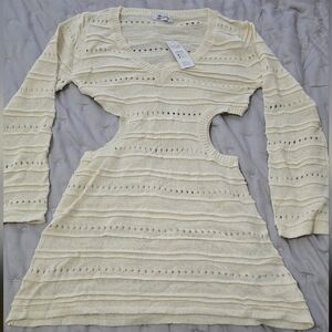 Cupshe Cream Knit Dress with Mid Cutout